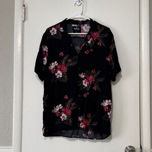 Hollister Shirt Pink Floral Design